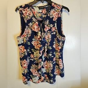 Tempted Women's Size 1X Sleeveless floral top